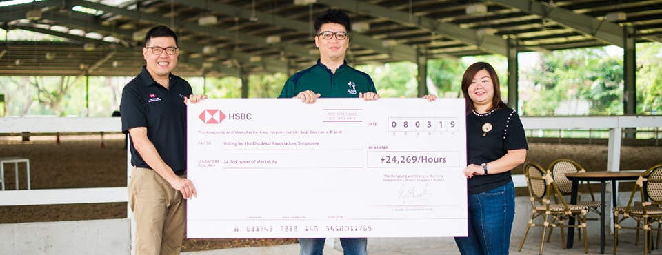 HSBC donates 24,267 hours of electrical power to Riding for the Disabled Association of Singapore via Geneco